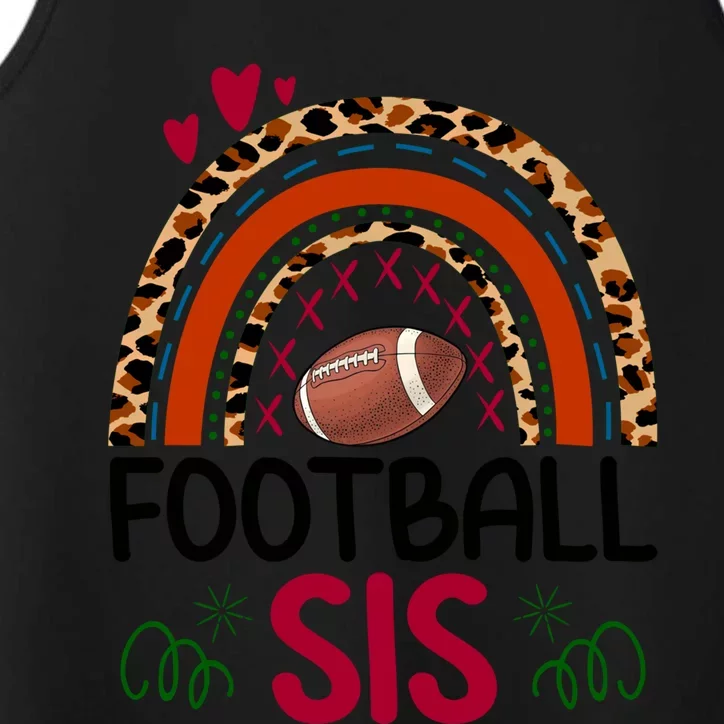 Leopard Rainbow American Football Sis Family Matching Sister Gift Performance Tank