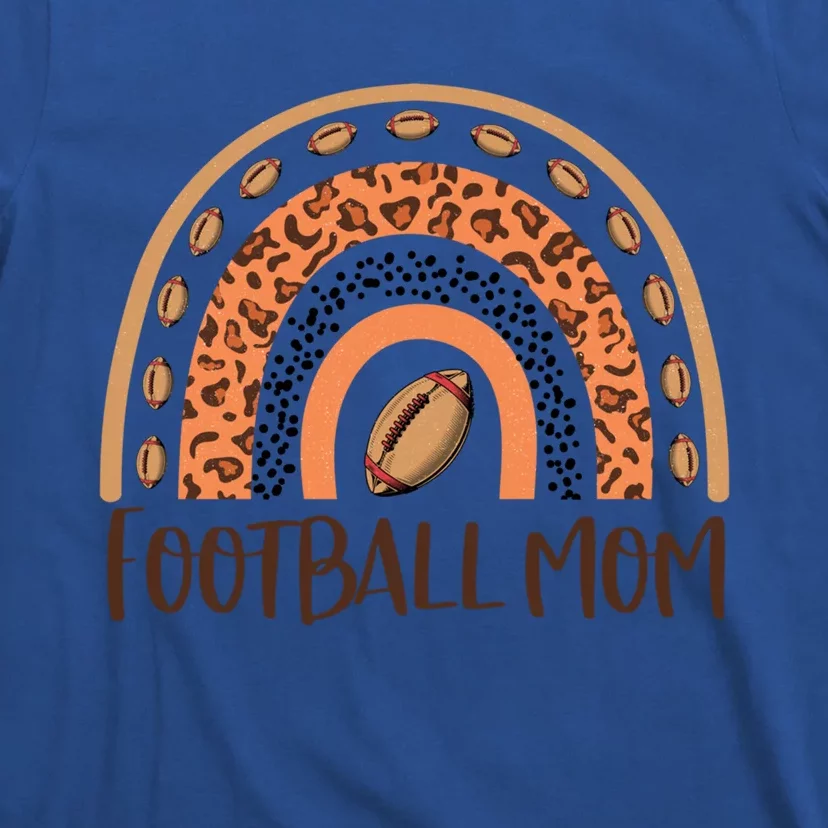 Leopard Rainbow American Football Mom Game Day Vibes Gift T-Shirt