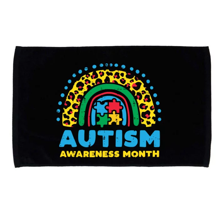 Leopard Rainbow Autism Awareness Month Teacher Gift Microfiber Hand Towel