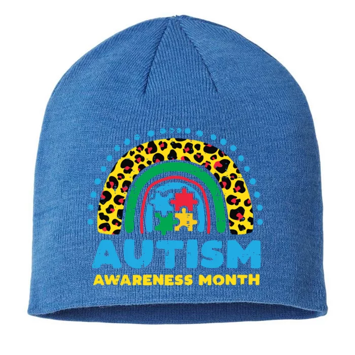 Leopard Rainbow Autism Awareness Month Teacher Gift 8 1/2in Sustainable Knit Beanie