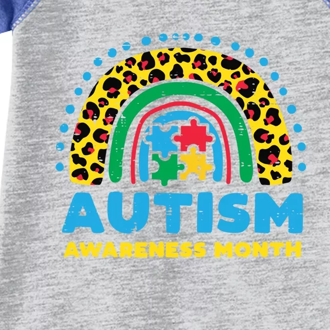 Leopard Rainbow Autism Awareness Month Teacher Gift Infant Baby Jersey Bodysuit