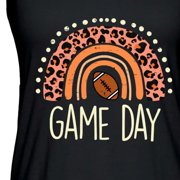 Leopard Rainbow American Football Game Day Sport Wo Girls Ladies Essential Flowy Tank