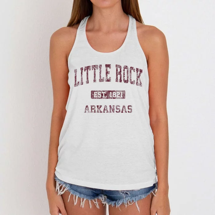 Little Rock Arkansas Ar Vintage Athletic Sports Design Women's Knotted Racerback Tank