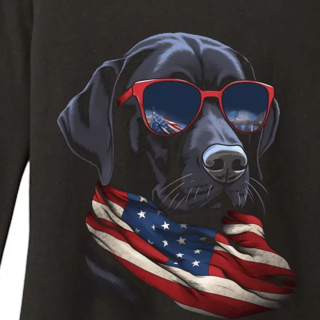 Labrador Retriever American Flag USA Tee 4th July Gifts Womens CVC Long Sleeve Shirt