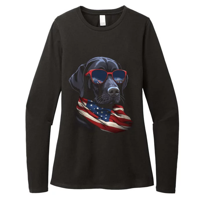 Labrador Retriever American Flag USA Tee 4th July Gifts Womens CVC Long Sleeve Shirt