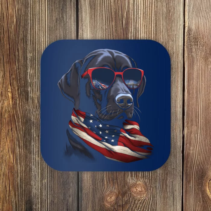 Labrador Retriever American Flag USA Tee 4th July Gifts Coaster