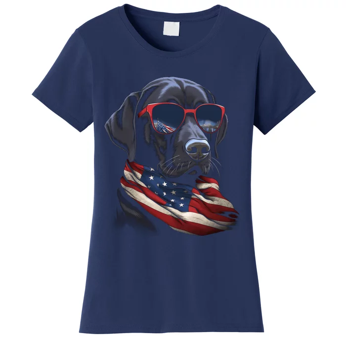 Labrador Retriever American Flag USA Tee 4th July Gifts Women's T-Shirt