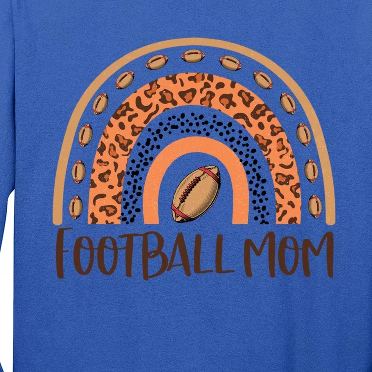 Leopard Rainbow American Football Mom Game Day Vibes Gift Long Sleeve Shirt