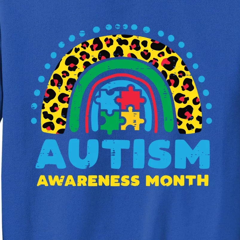 Leopard Rainbow Autism Awareness Month Teacher Gift Sweatshirt