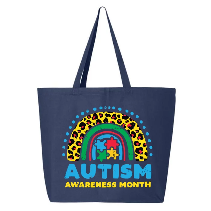 Leopard Rainbow Autism Awareness Month Teacher Gift 25L Jumbo Tote