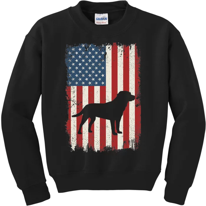 Labrador Retriever American Flag USA Dog Lovers Puppy US Kids Sweatshirt