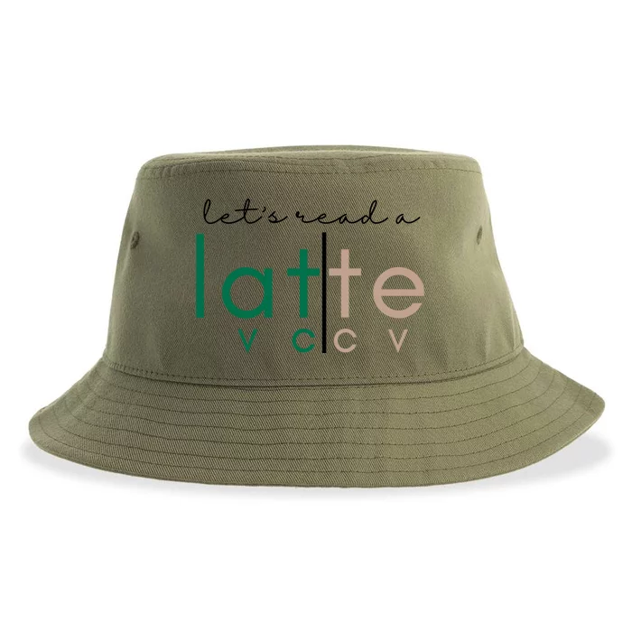 Lets Read A Latte Reading Teacher Coffee Gift Sustainable Bucket Hat