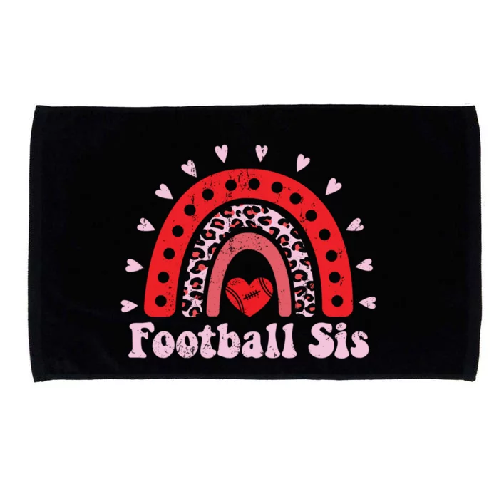 Leopard Rainbow American Football Sis Family Matching Sister Gift Microfiber Hand Towel