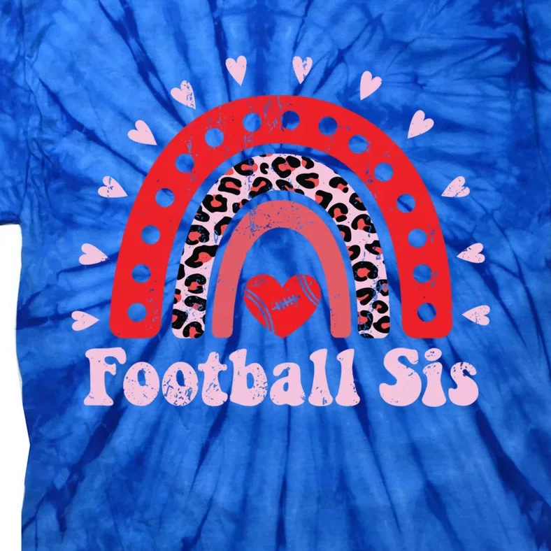 Leopard Rainbow American Football Sis Family Matching Sister Gift Tie-Dye T-Shirt