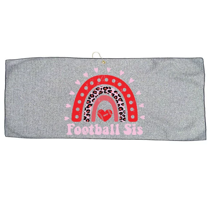 Leopard Rainbow American Football Sis Family Matching Sister Gift Large Microfiber Waffle Golf Towel