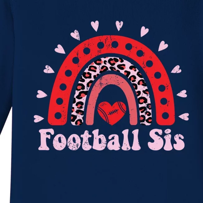 Leopard Rainbow American Football Sis Family Matching Sister Gift Baby Long Sleeve Bodysuit