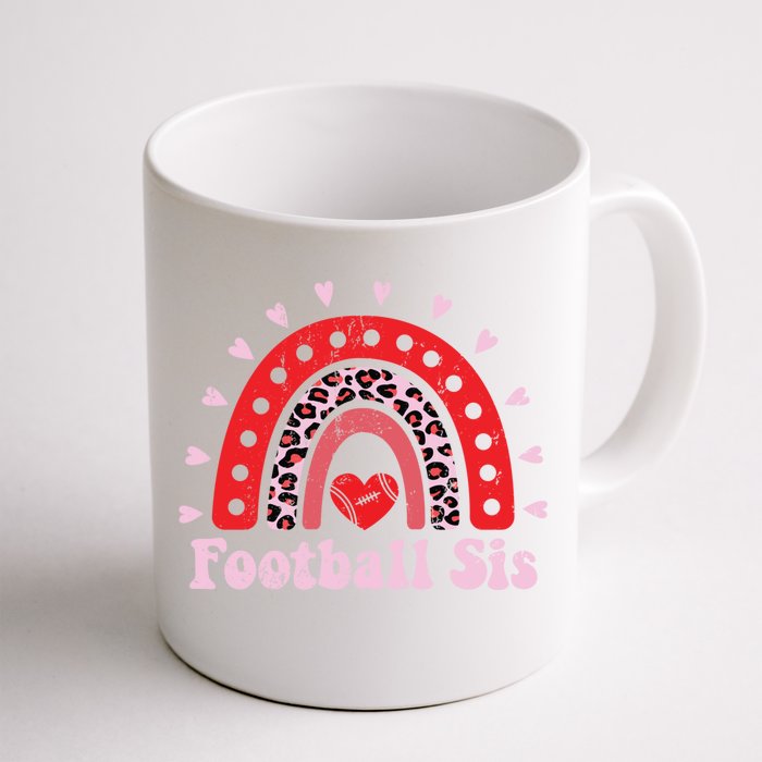 Leopard Rainbow American Football Sis Family Matching Sister Gift Front & Back Coffee Mug