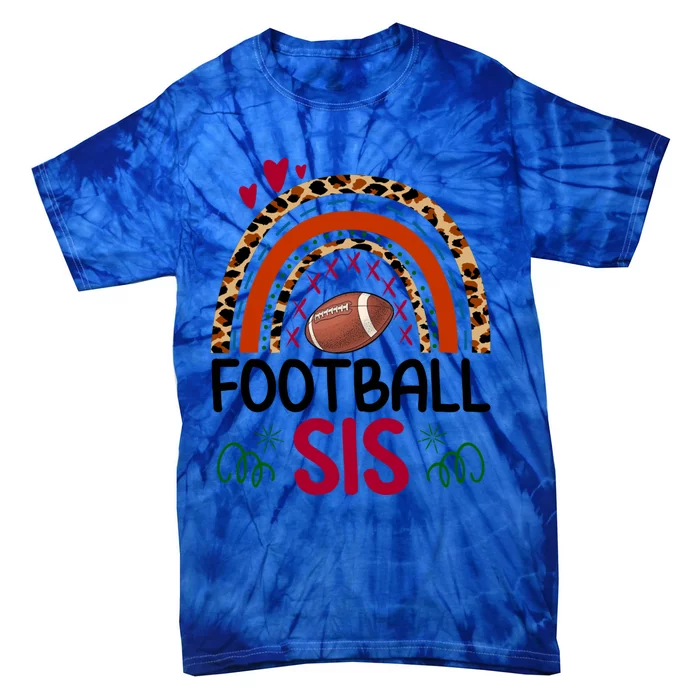 Leopard Rainbow American Football Sis Family Matching Sister Meaningful Gift Tie-Dye T-Shirt