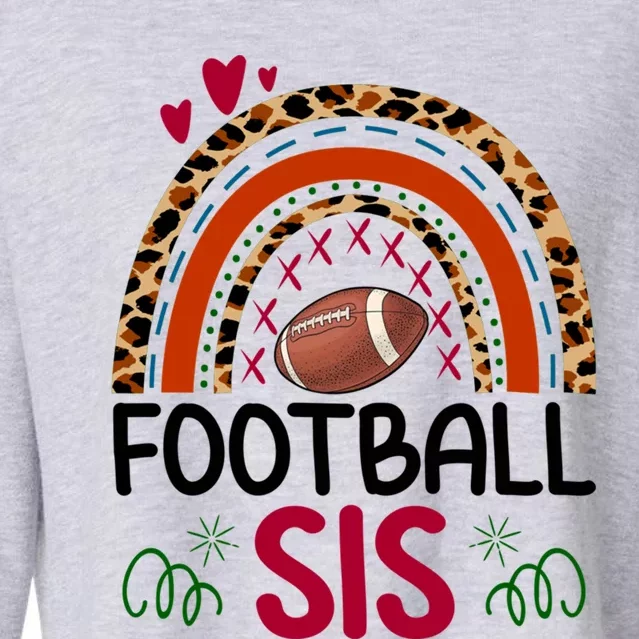 Leopard Rainbow American Football Sis Family Matching Sister Meaningful Gift Cropped Pullover Crew