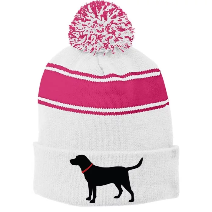 Labrador Retriever Black Stripe Pom Pom Beanie