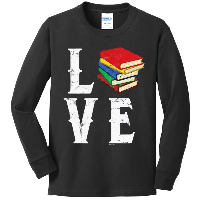 Love Reading Book Novel Lover Books Library Bookworm Reader Kids Long Sleeve Shirt