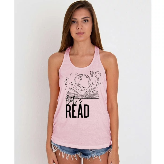 Lets Read Book Lover Funny Reading Gift Women's Knotted Racerback Tank