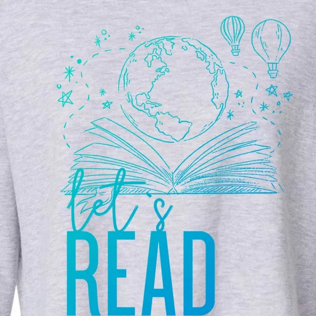 Lets Read Book Lover Funny Reading Gift Cropped Pullover Crew