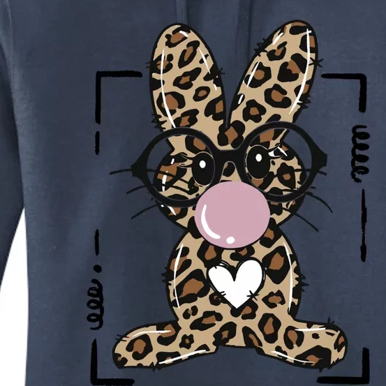 Leopard Rabbit Bunny Blowing Bubble Gum Easter Day Meaningful Gift Women's Pullover Hoodie