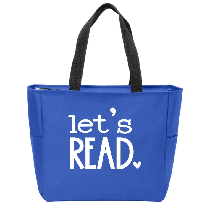 Lets Read Book Reader Reading Gift Zip Tote Bag