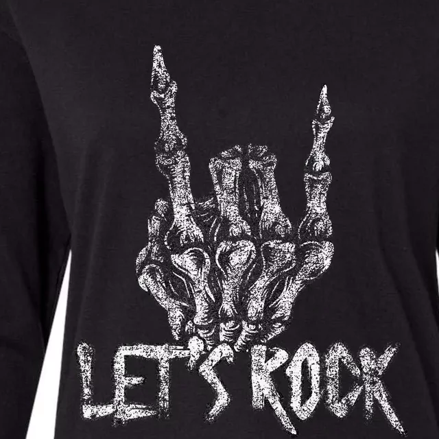 Lets Rock Band Rock And Roll Halloween Skeleton Hand Womens Cotton Relaxed Long Sleeve T-Shirt