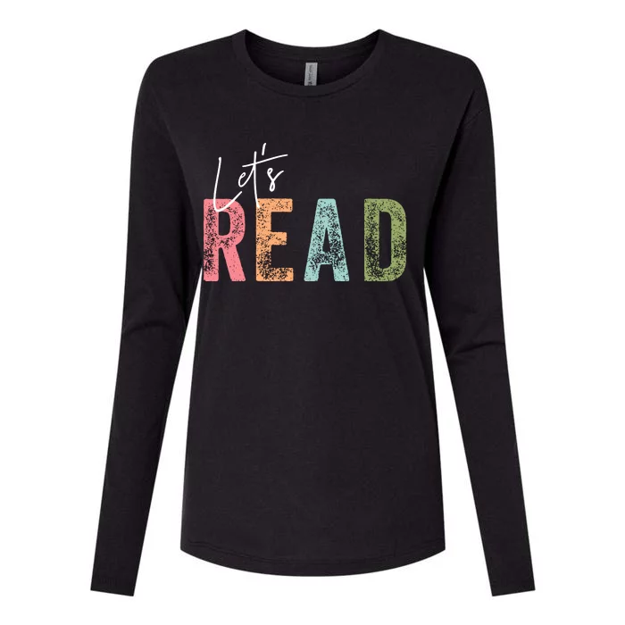 LetS Read Book Lover Librarian Teacher Womens Cotton Relaxed Long Sleeve T-Shirt