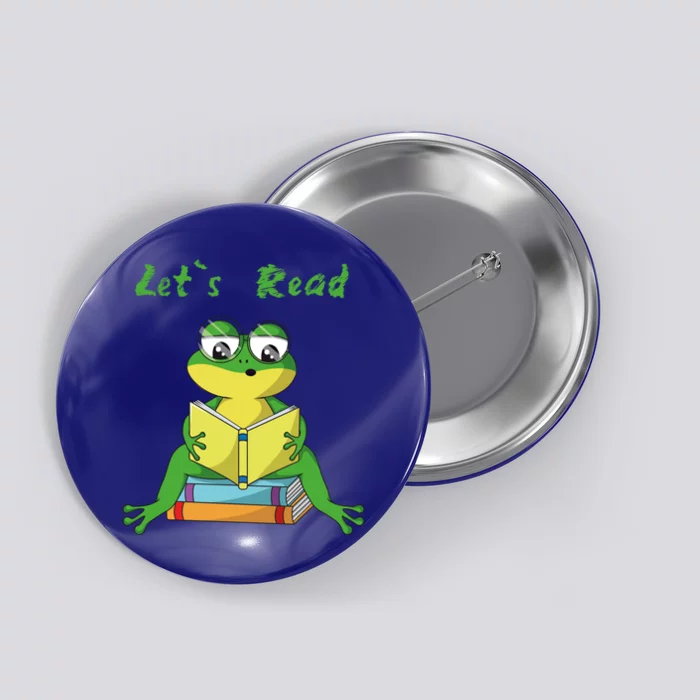 Lets Read Book Lover Reading Frogs Readers Reading Cool Gift Button