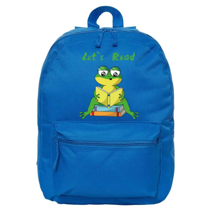 Lets Read Book Lover Reading Frogs Readers Reading Cool Gift 16 in Basic Backpack