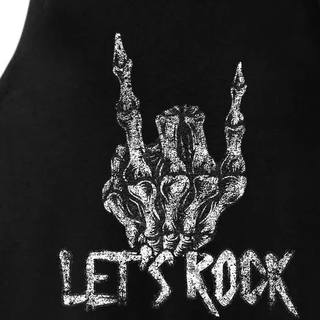 Lets Rock Band Rock And Roll Halloween Skeleton Hand Ladies Tri-Blend Wicking Tank