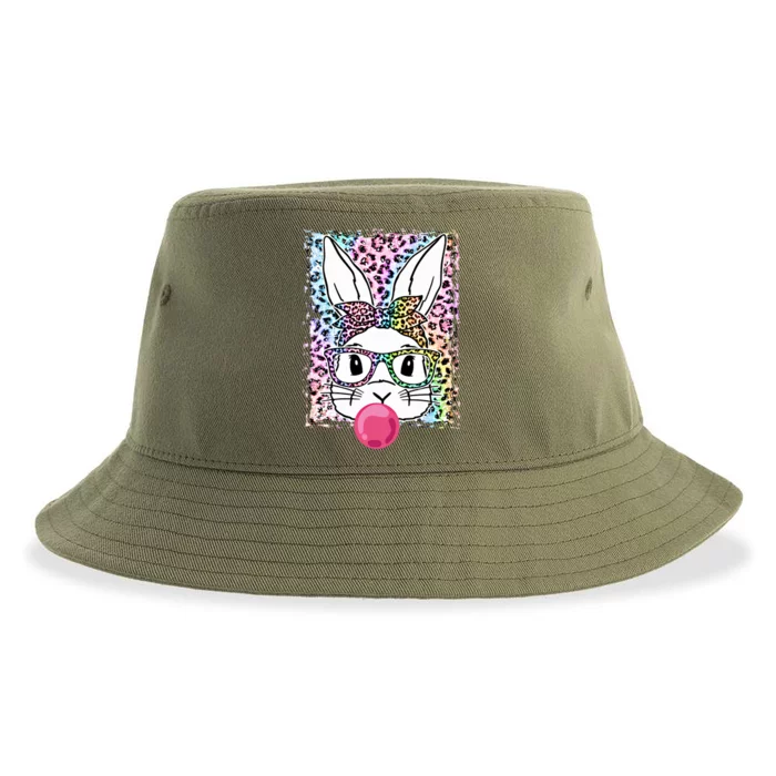 Leopard Rabbit Bunny Face Blowing Bubble Gum Easter Day Gift Sustainable Bucket Hat