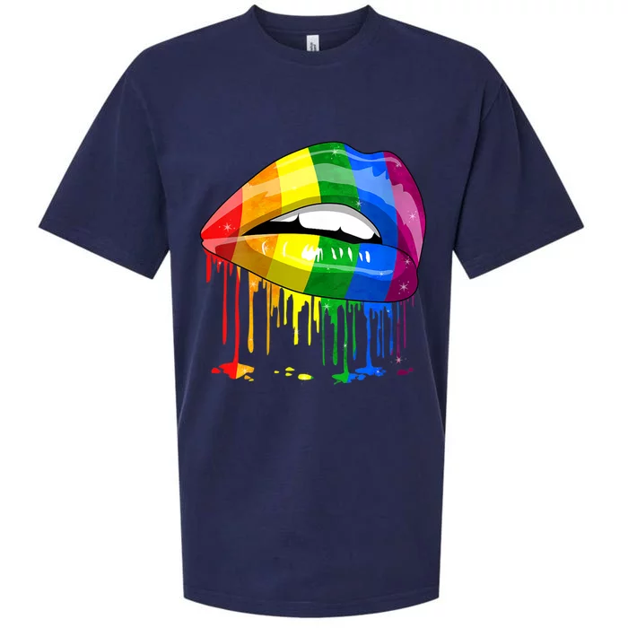 Lgbt Rainbow Bling Vintage Lips Pride Gay Bisexual Lesbian Meaningful Gift Sueded Cloud Jersey T-Shirt