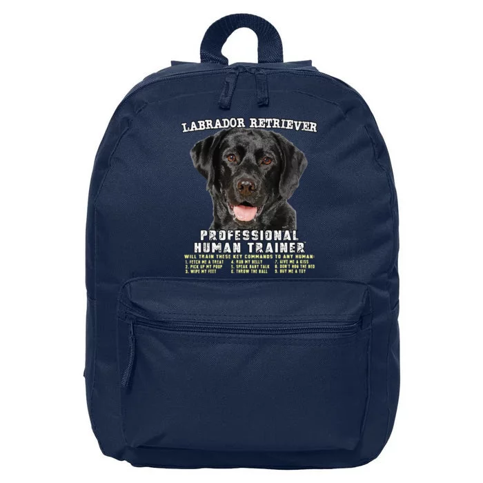 Labrador Retriever Black Lab Professional Human Trainer Cute Dog 16 in Basic Backpack