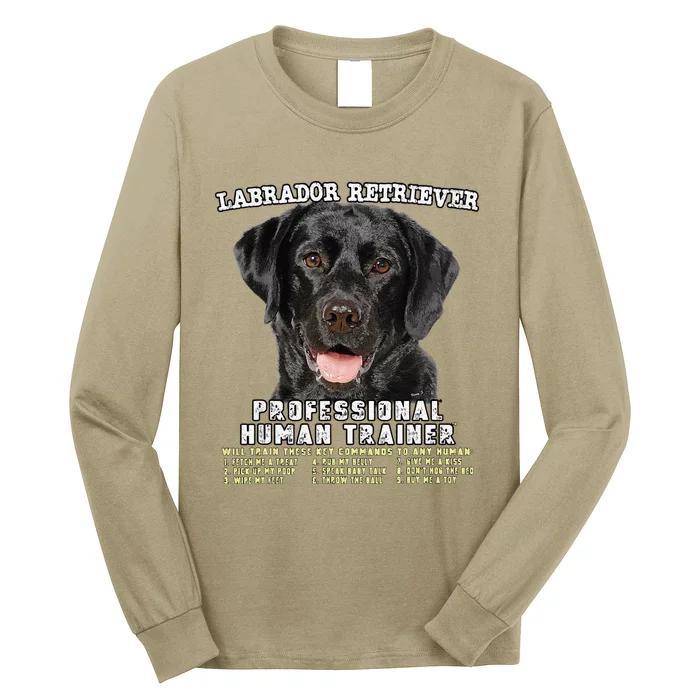 Labrador Retriever Black Lab Professional Human Trainer Cute Dog Long Sleeve Shirt