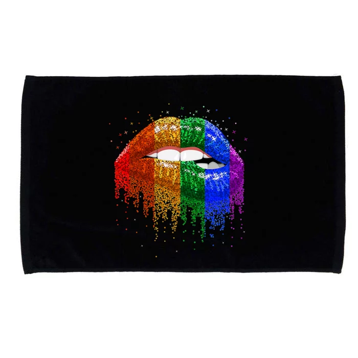 Lgbt Rainbow Bling Vintage Lips Pride Gay Bisexual Lesbian Gift Microfiber Hand Towel