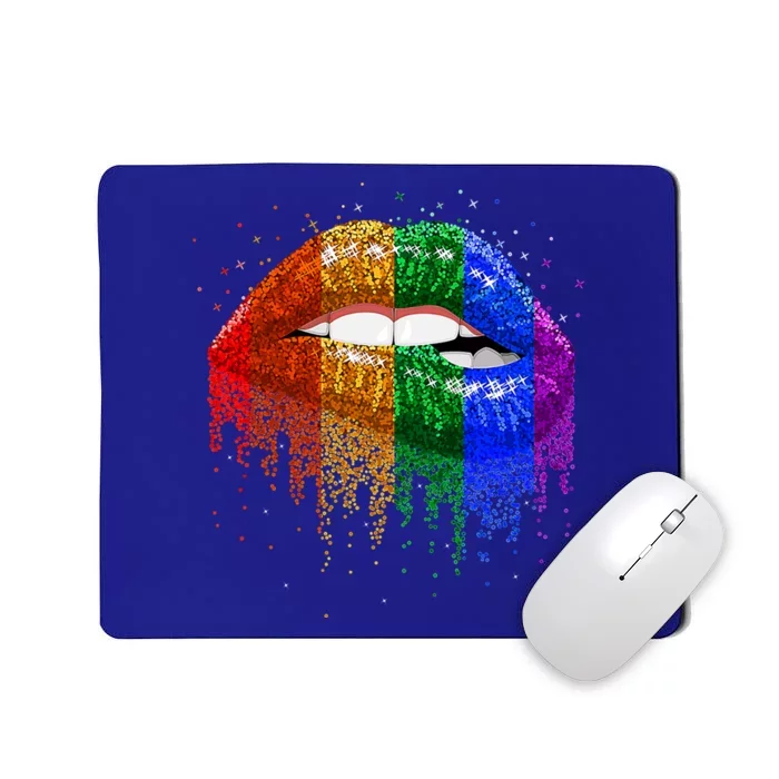 Lgbt Rainbow Bling Vintage Lips Pride Gay Bisexual Lesbian Gift Mousepad