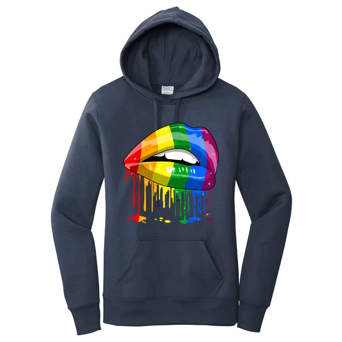 Lgbt Rainbow Bling Vintage Lips Pride Gay Bisexual Lesbian Cute Gift Women's Pullover Hoodie