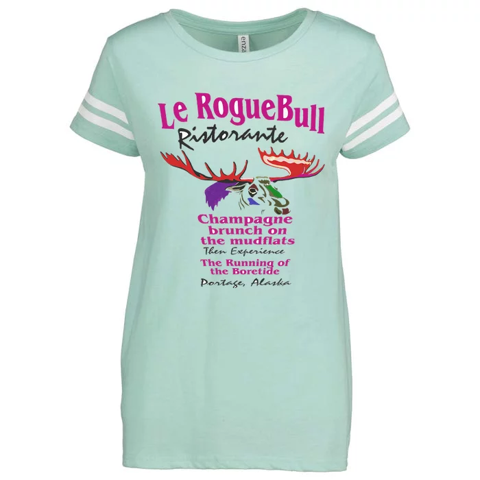 Le Rogue Bull Ristorante Gourmet Dining on the Mudflats AK Enza Ladies Jersey Football T-Shirt