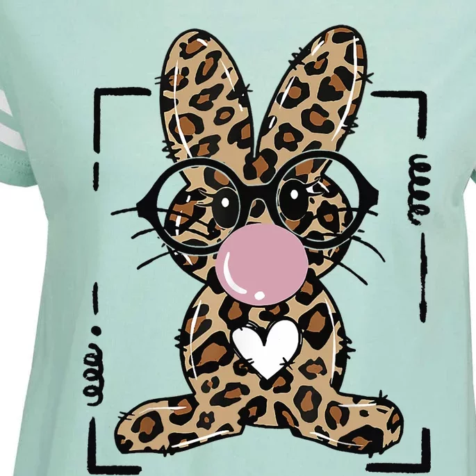 Leopard Rabbit Bunny Blowing Bubble Gum Easter Day Enza Ladies Jersey Football T-Shirt