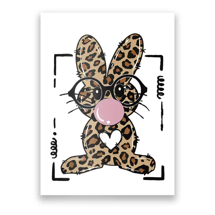 Leopard Rabbit Bunny Blowing Bubble Gum Easter Day Poster