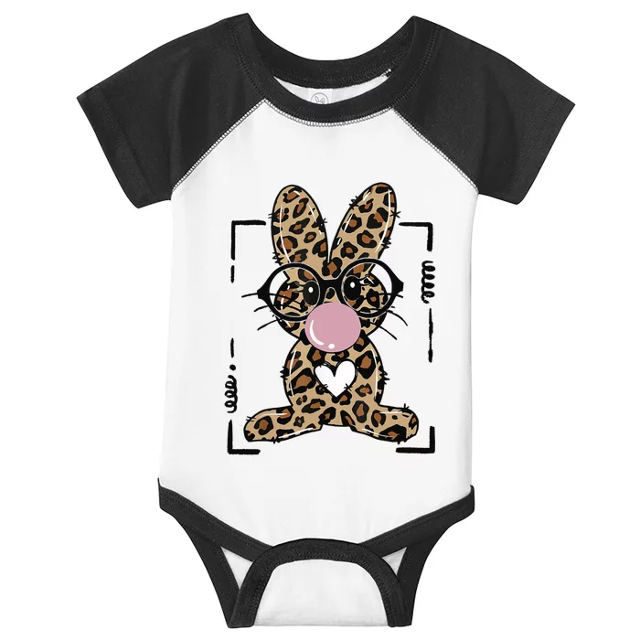 Leopard Rabbit Bunny Blowing Bubble Gum Easter Day Infant Baby Jersey Bodysuit