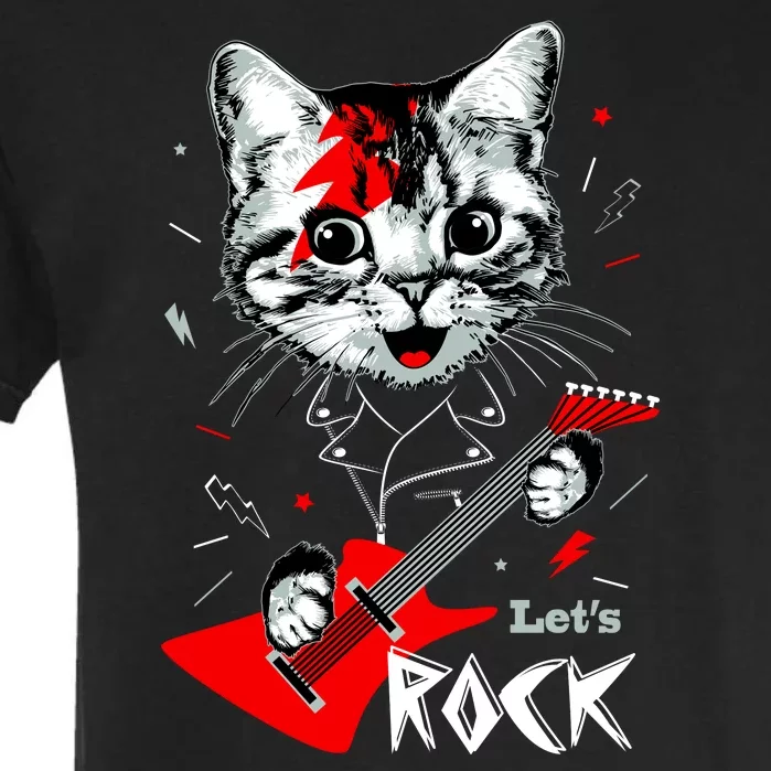 Lets Rock Cat Rock Band Guitar Rock And Roll Garment-Dyed Heavyweight T-Shirt