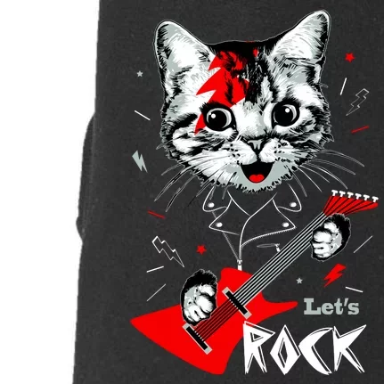 Lets Rock Cat Rock Band Guitar Rock And Roll Doggie 3-End Fleece Hoodie