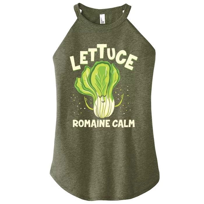 Lettuce Romaine Calm Mindfulness Vegan Yoga Lover Yogi Joke Women’s Perfect Tri Rocker Tank