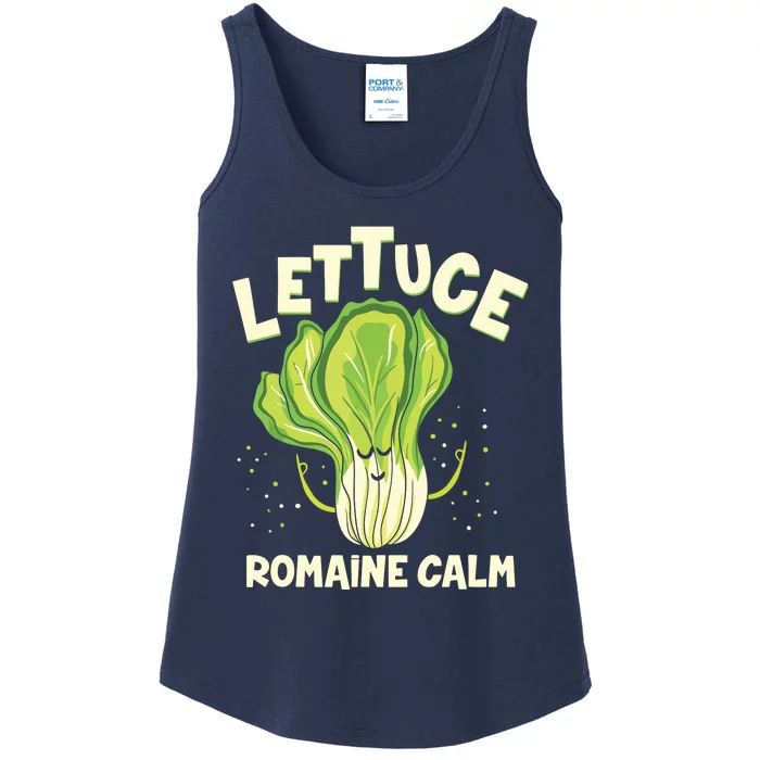 Lettuce Romaine Calm Mindfulness Vegan Yoga Lover Yogi Joke Ladies Essential Tank