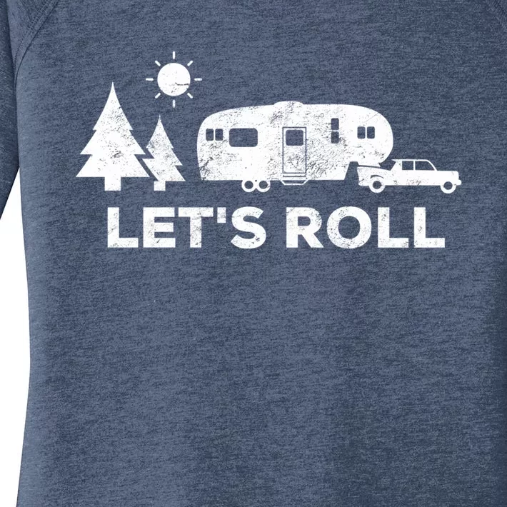 Let's Roll Camping Gift Camper 5th Wheel Rv Vacation Gift Cute Gift Women's Perfect Tri Tunic Long Sleeve Shirt